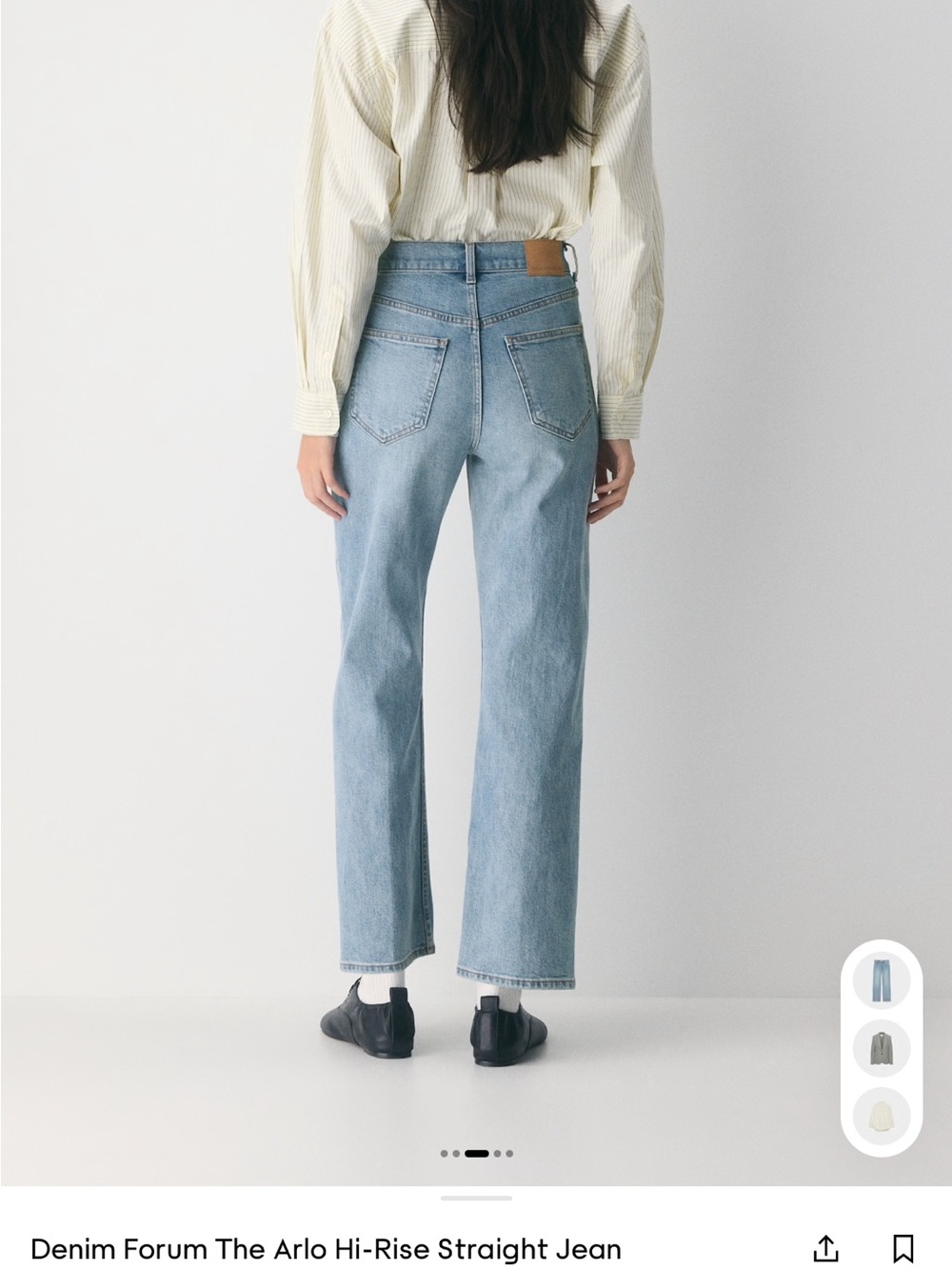 Denim Forum Straight Leg Jeans in Light Blue Wash - Picture 2 of 4